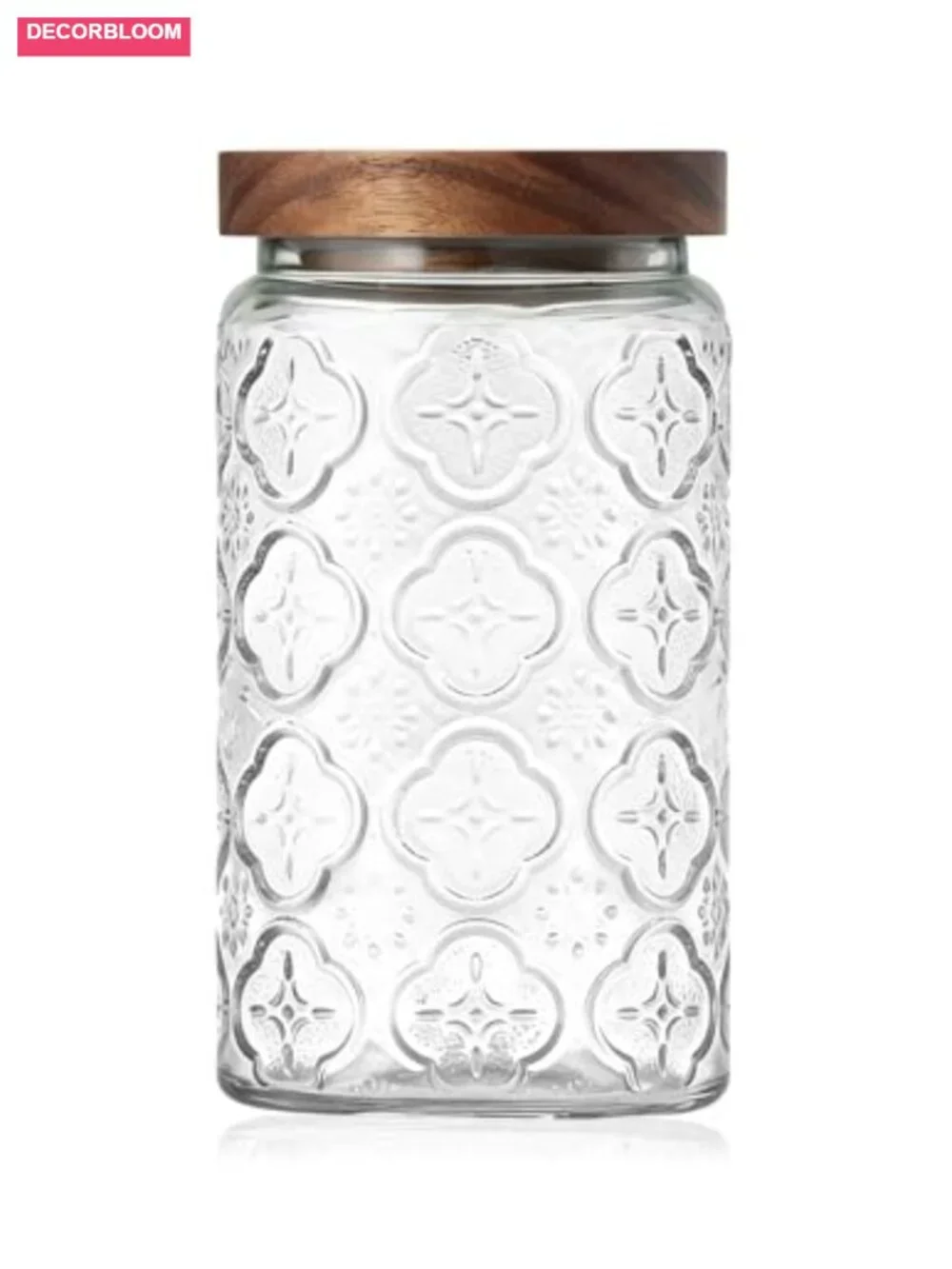 Vintage Glass Jar with Wood Lid - Airtight Canisters for Kitchen Countertop